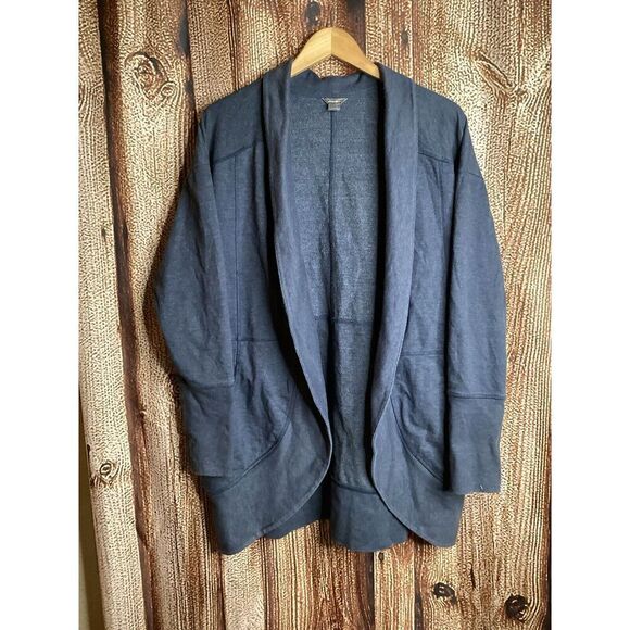 Eddie Bauer Womens L Long Sleeve Open Front Cardigan Sweater Dark Blue - Picture 1 of 3